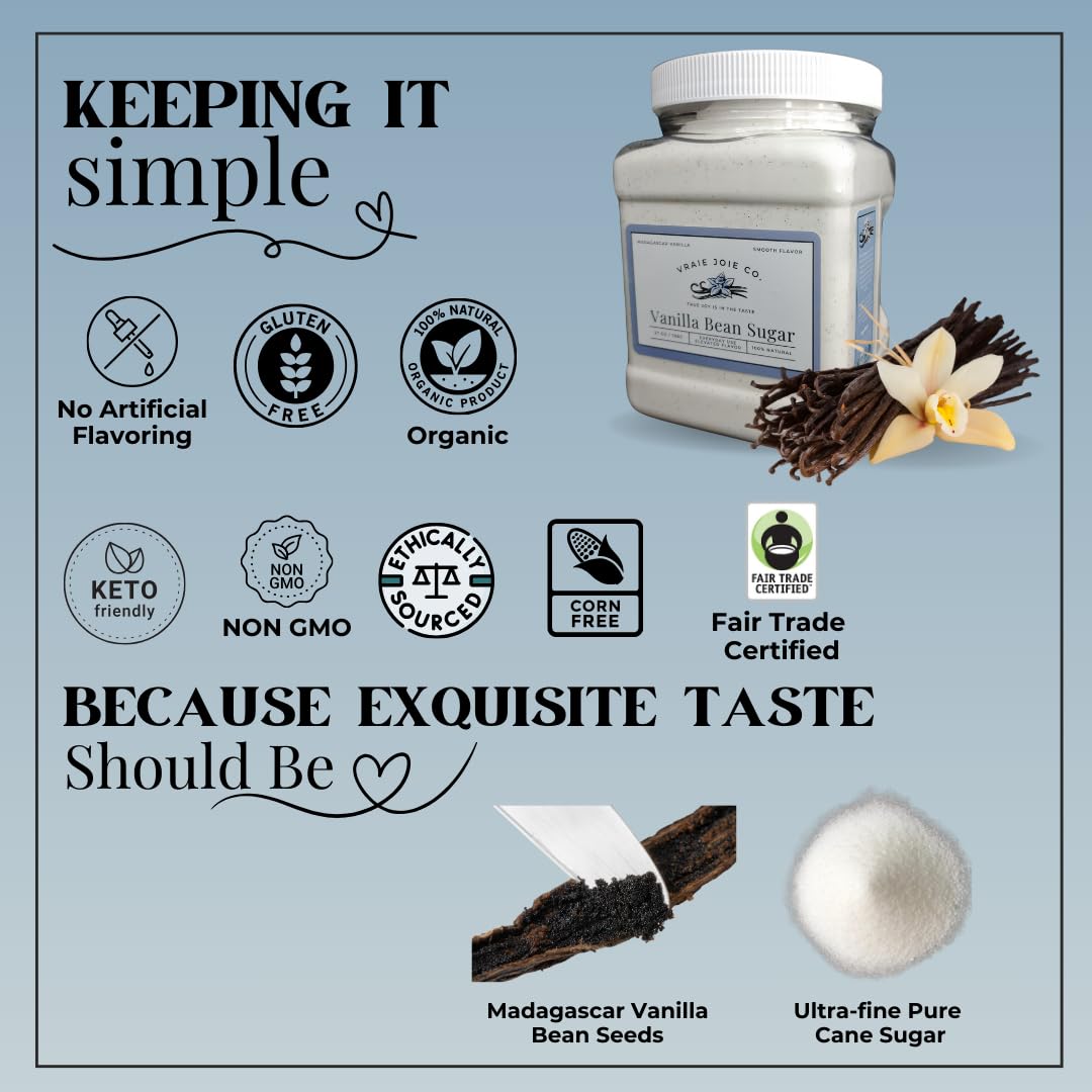 Vraie Joie Co vanilla sugar crème brûlée topping with vanilla notes.