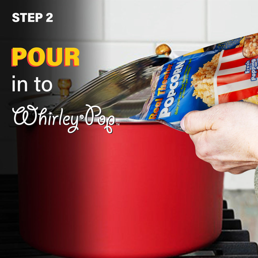 Wabash Valley Farms stove-top popping setup shown with Whirley Pop.