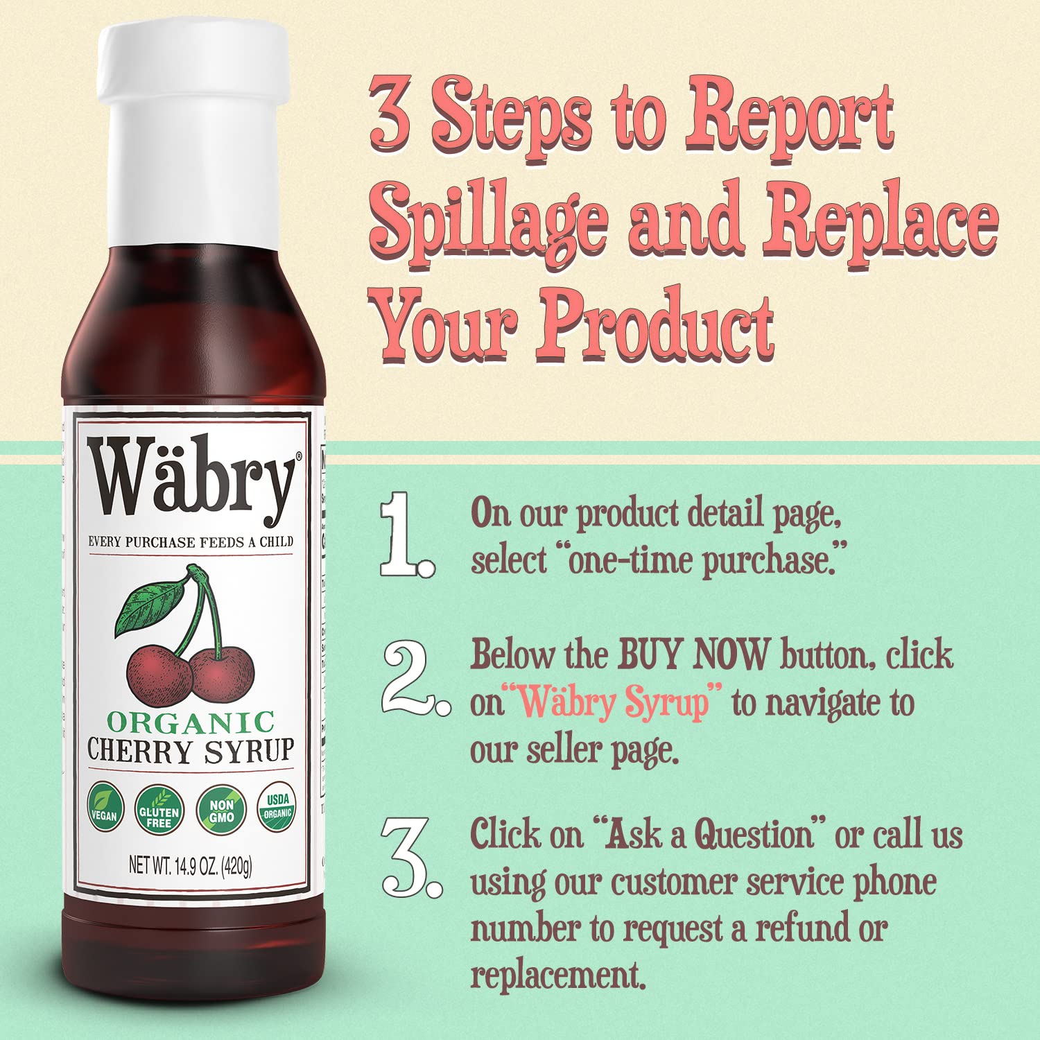 Wäbry Organic Cherry Syrup packaging highlights eco-friendly bottle