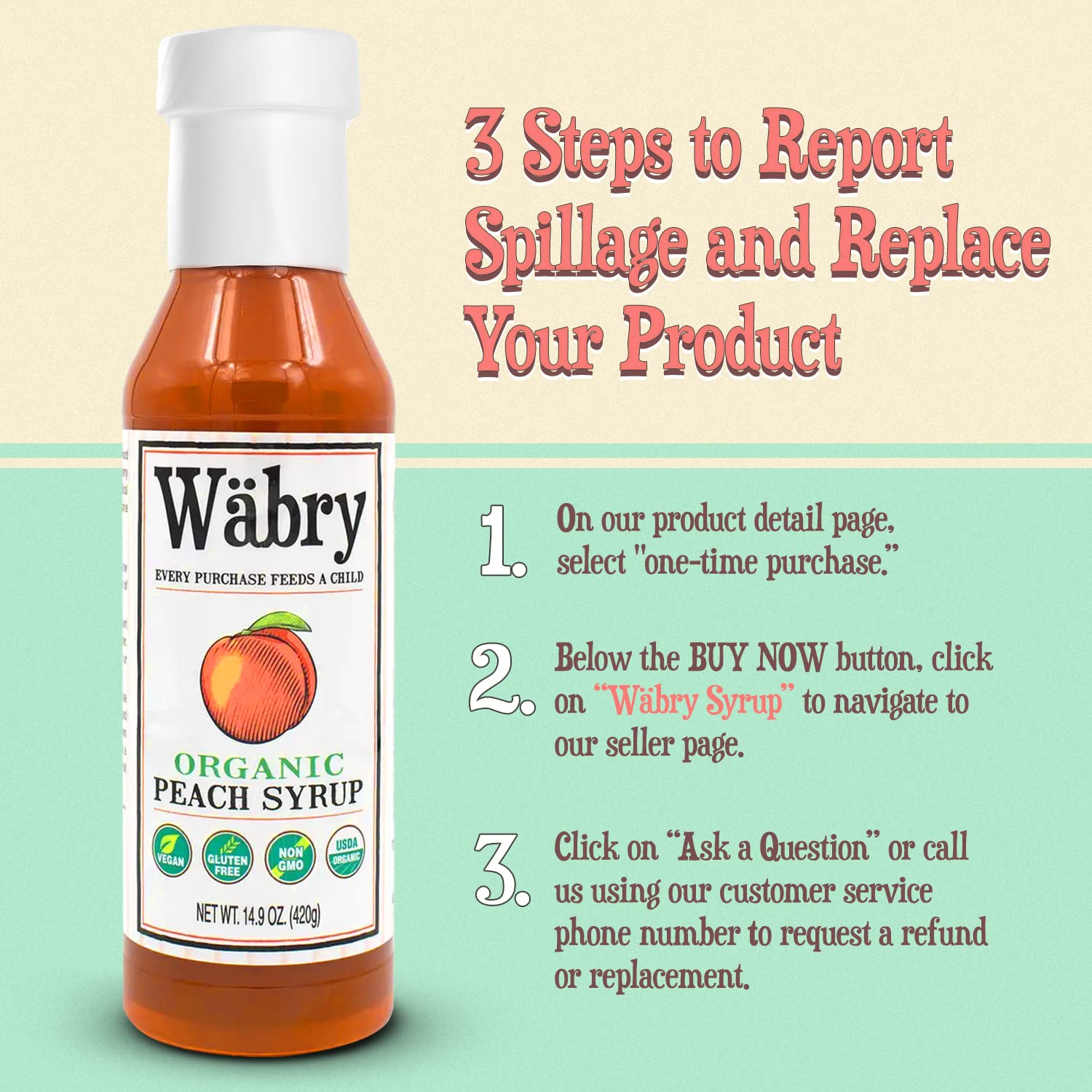 Wäbry Peach Syrup topping for ice cream and desserts.