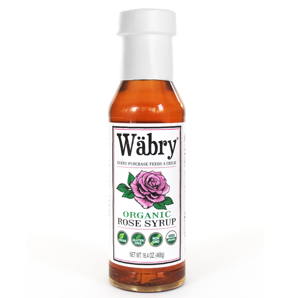 Wabry Rose Syrup bottle pour enhances beverages with floral flavor