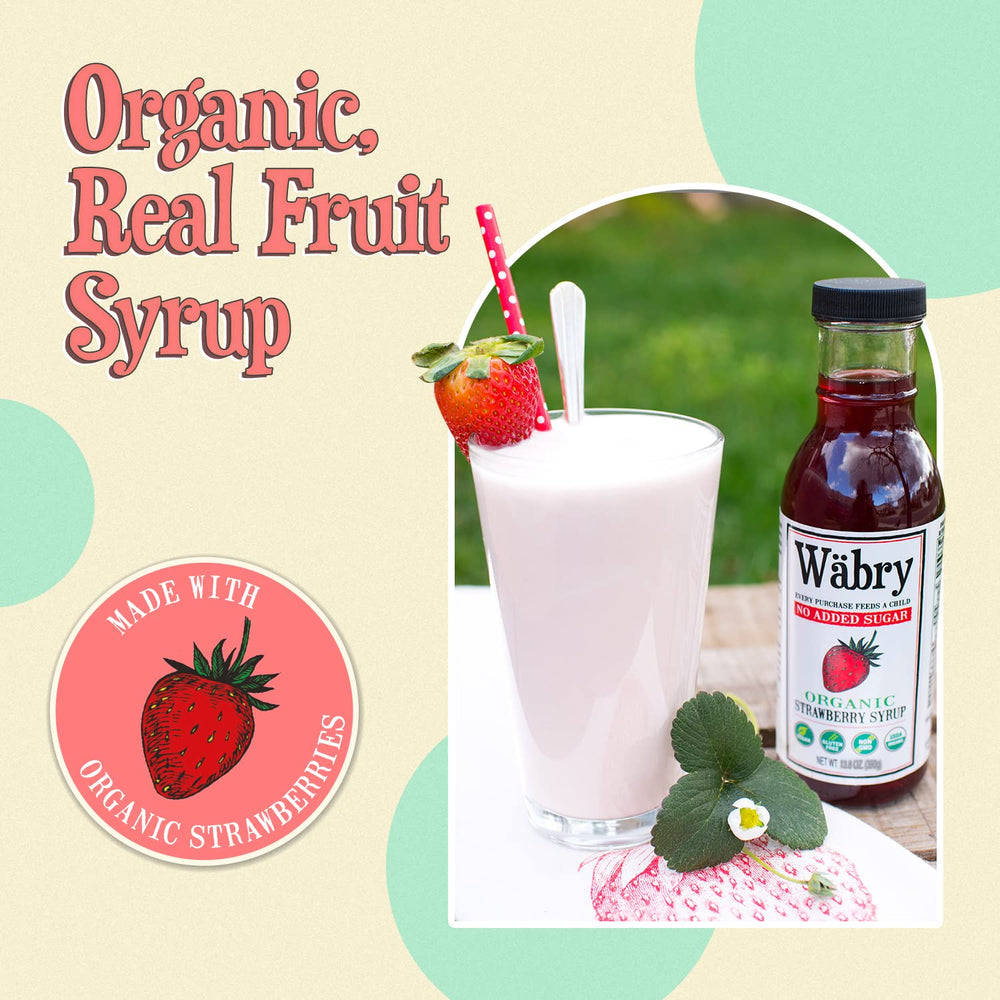 Wabry strawberry syrup drizzle on ice cream, smooth, fruit-forward taste.