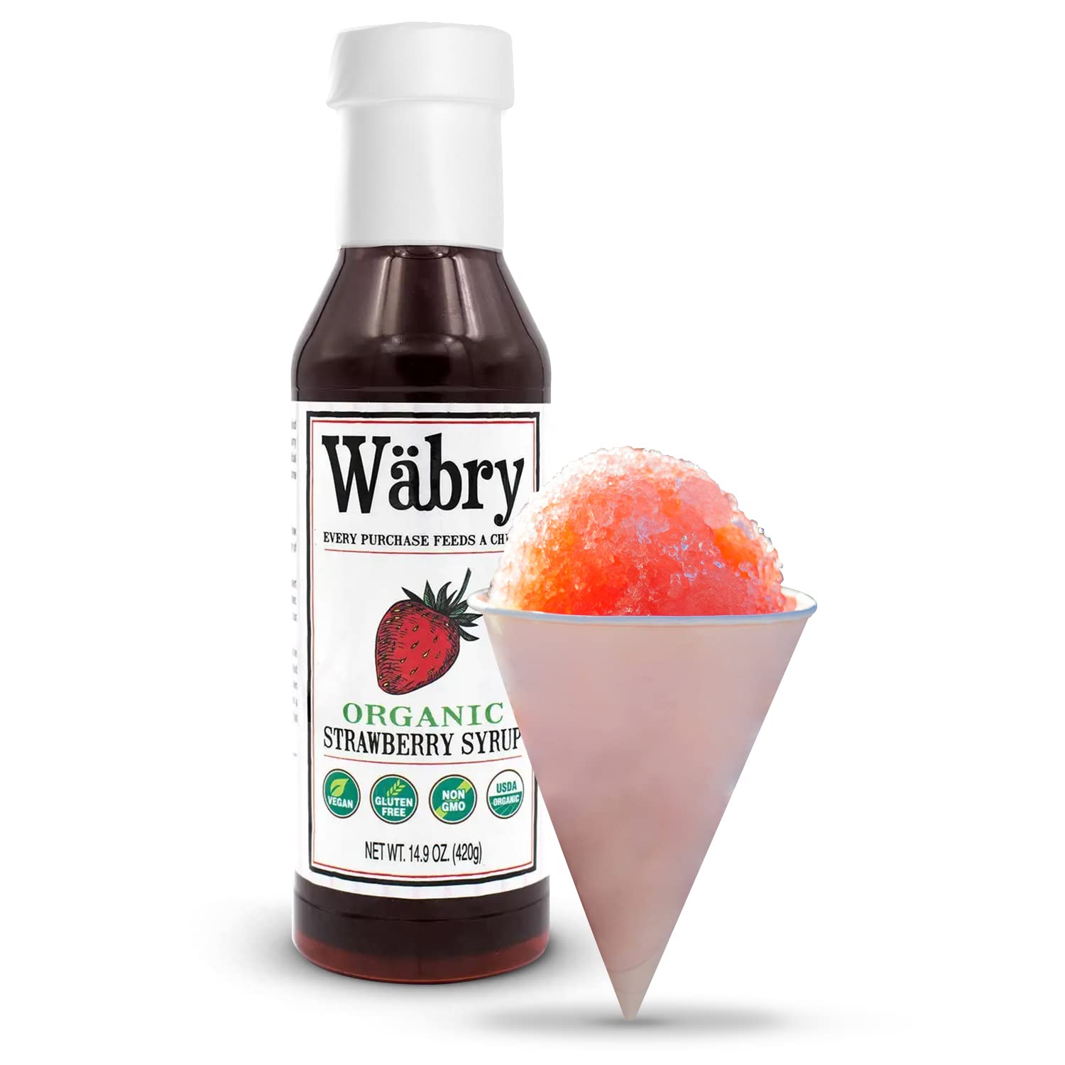 Wäbry syrup bottle beside sparkling water for refreshing drinks