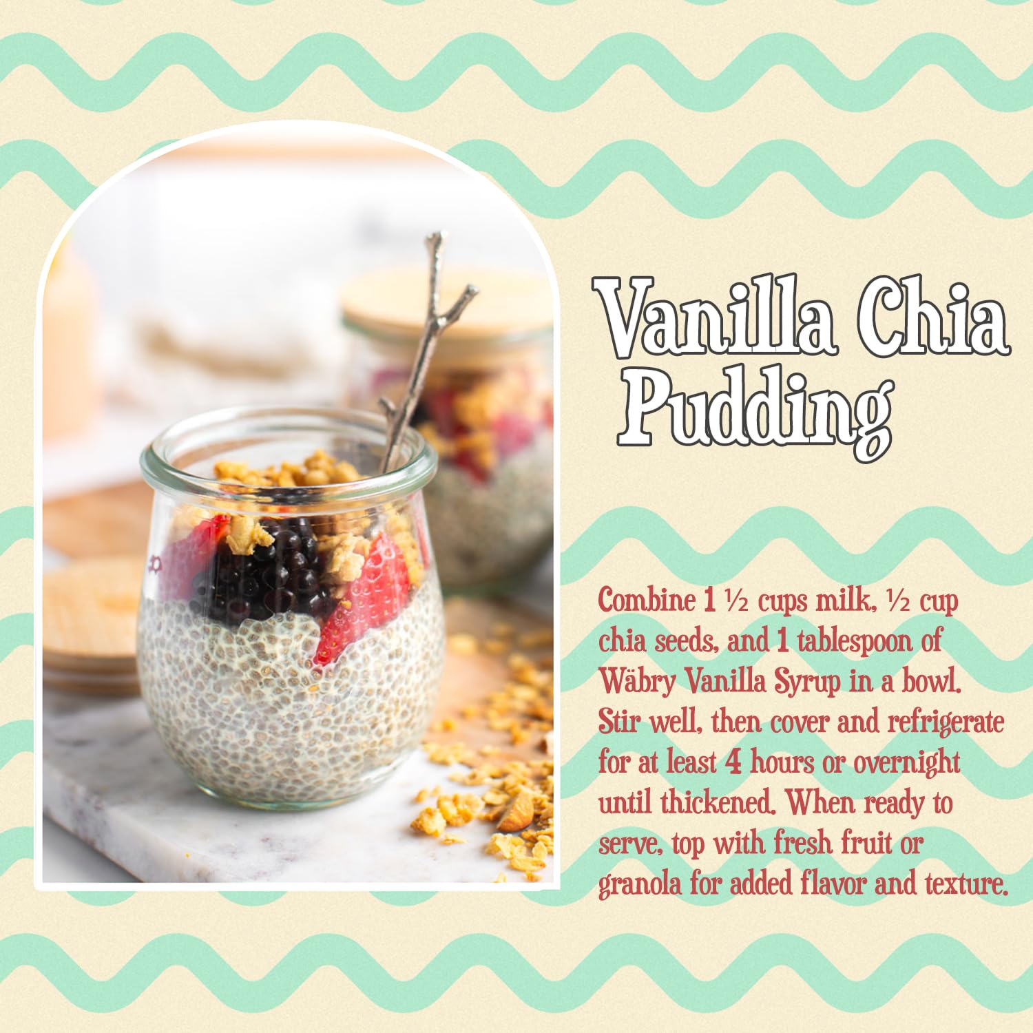 Wäbry vanilla syrup label emphasizing organic and non-GMO commitments.