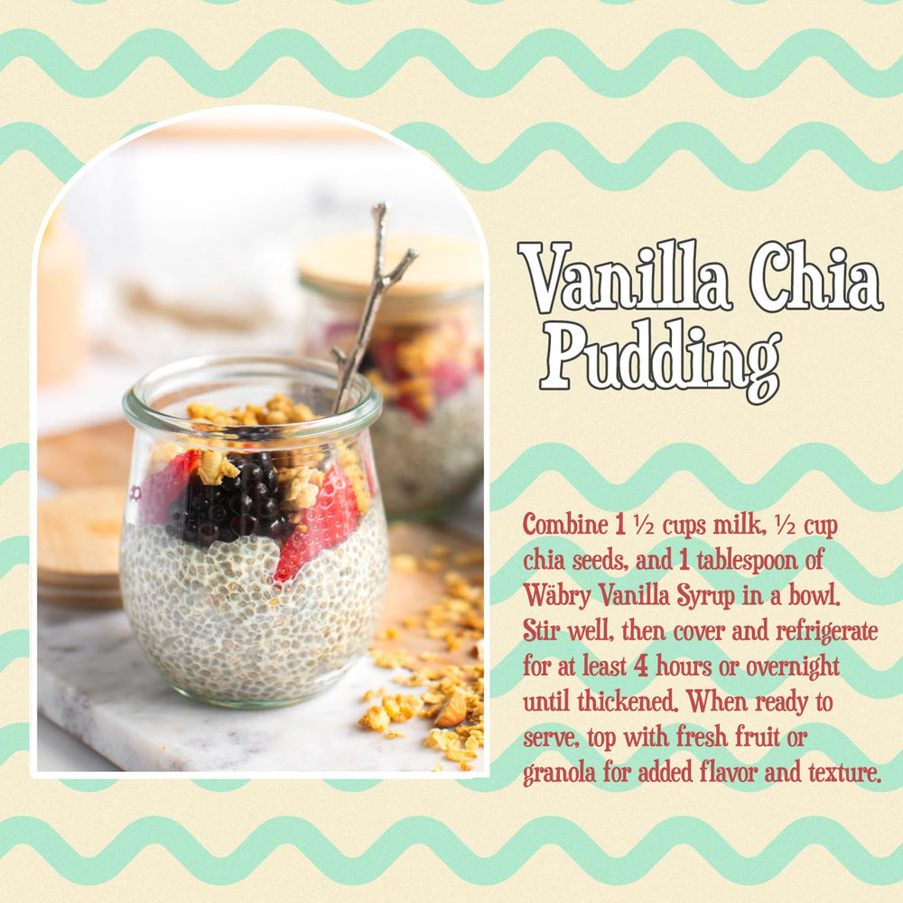 Wäbry vanilla syrup label emphasizing organic and non-GMO commitments.