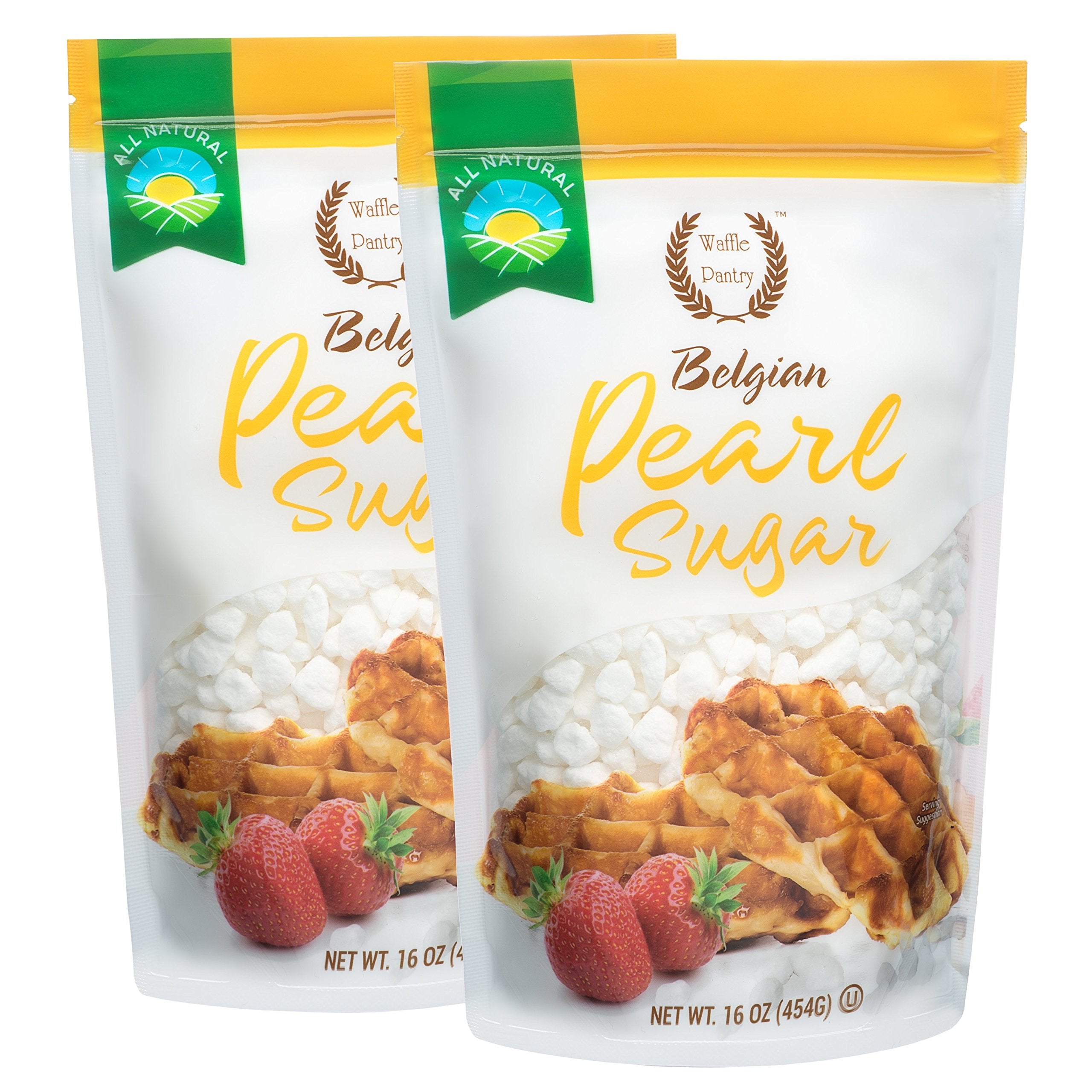 Waffle Pantry Belgian Pearl Sugar pack with two 16-ounce bags for Liege waffles.