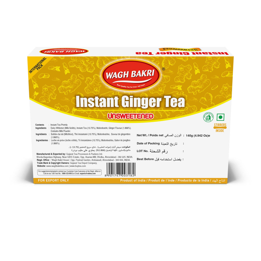 Wagh Bakri ginger tea sachet dispense for precise, easy prep.
