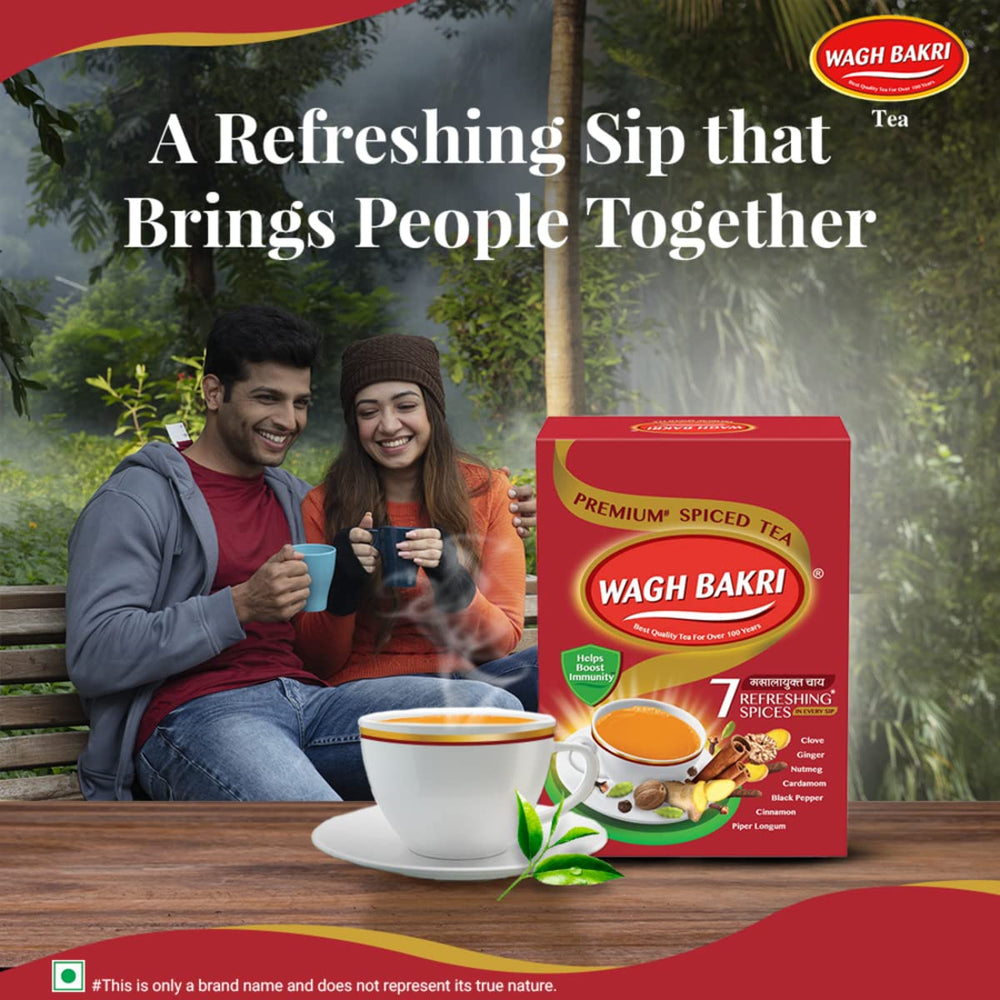 Wagh Bakri nutmeg notes round out the spice blend for a mellow finish.