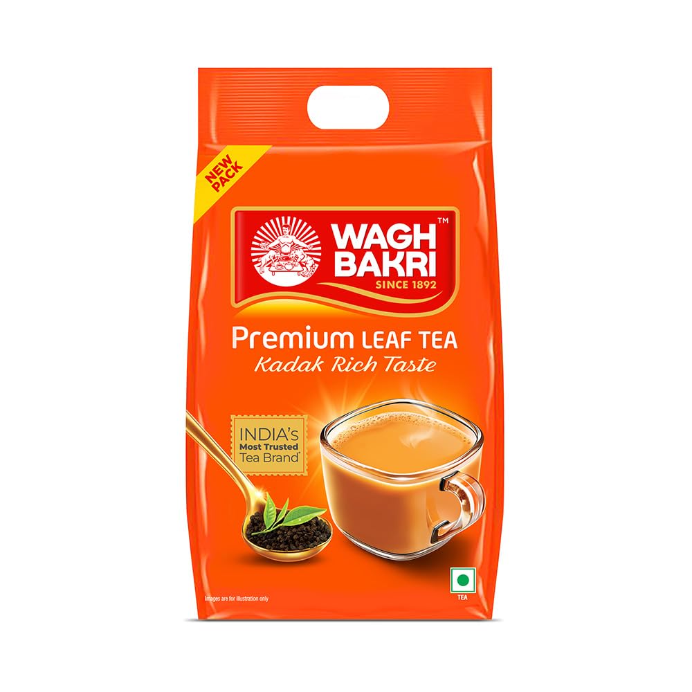 Wagh Bakri Premium Leaf Tea 1kg front-pack displaying rich aroma for daily brew
