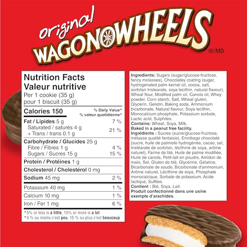 Wagon Wheels Original Cookies box-front-canada: family-friendly snack from a peanut-free facility.