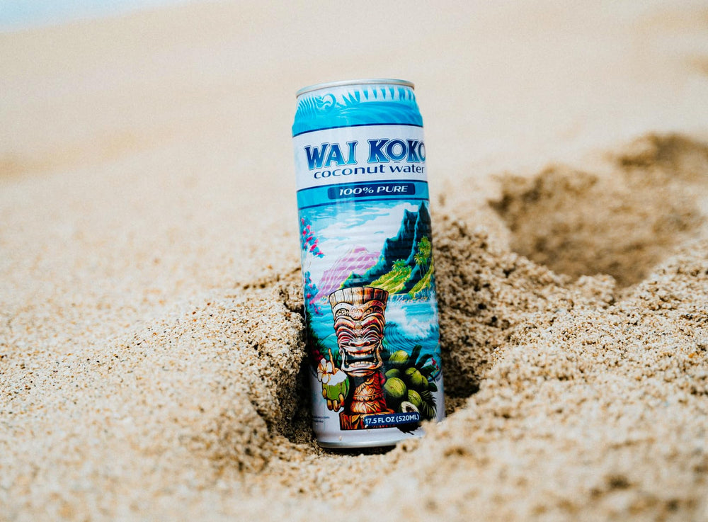 Wai Koko coconut water on refrigerated display ready to grab for quick hydration