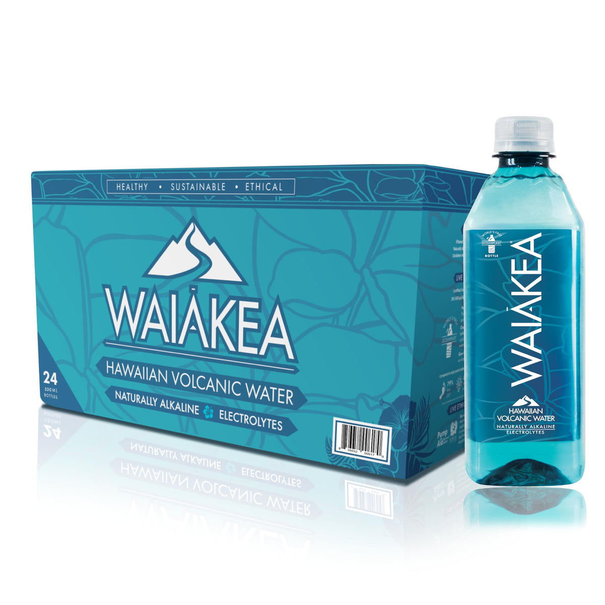 Waiākea Pēpē 24-pack bottle front for on-the-go hydration.