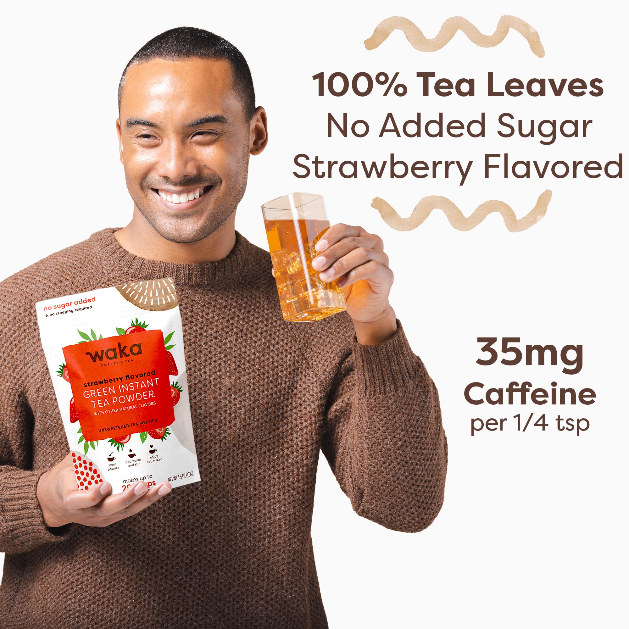 Waka instant tea bulk pouch, compact and easy to store.