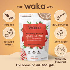 Waka green tea hot beverage setup ready in minutes.