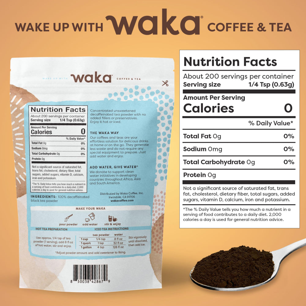 Tall glass of Waka Instant Black Tea iced beverage, refreshing and easy