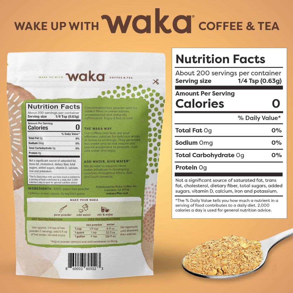 Waka Instant Green Tea Classic cup of hot tea being prepared.