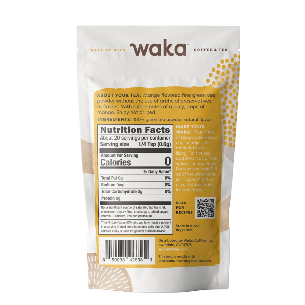 Waka Instant Green Tea Mango hot serve ready in seconds.
