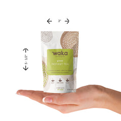 Waka Instant Green Tea Original sample pouch makes up to 20 cups.