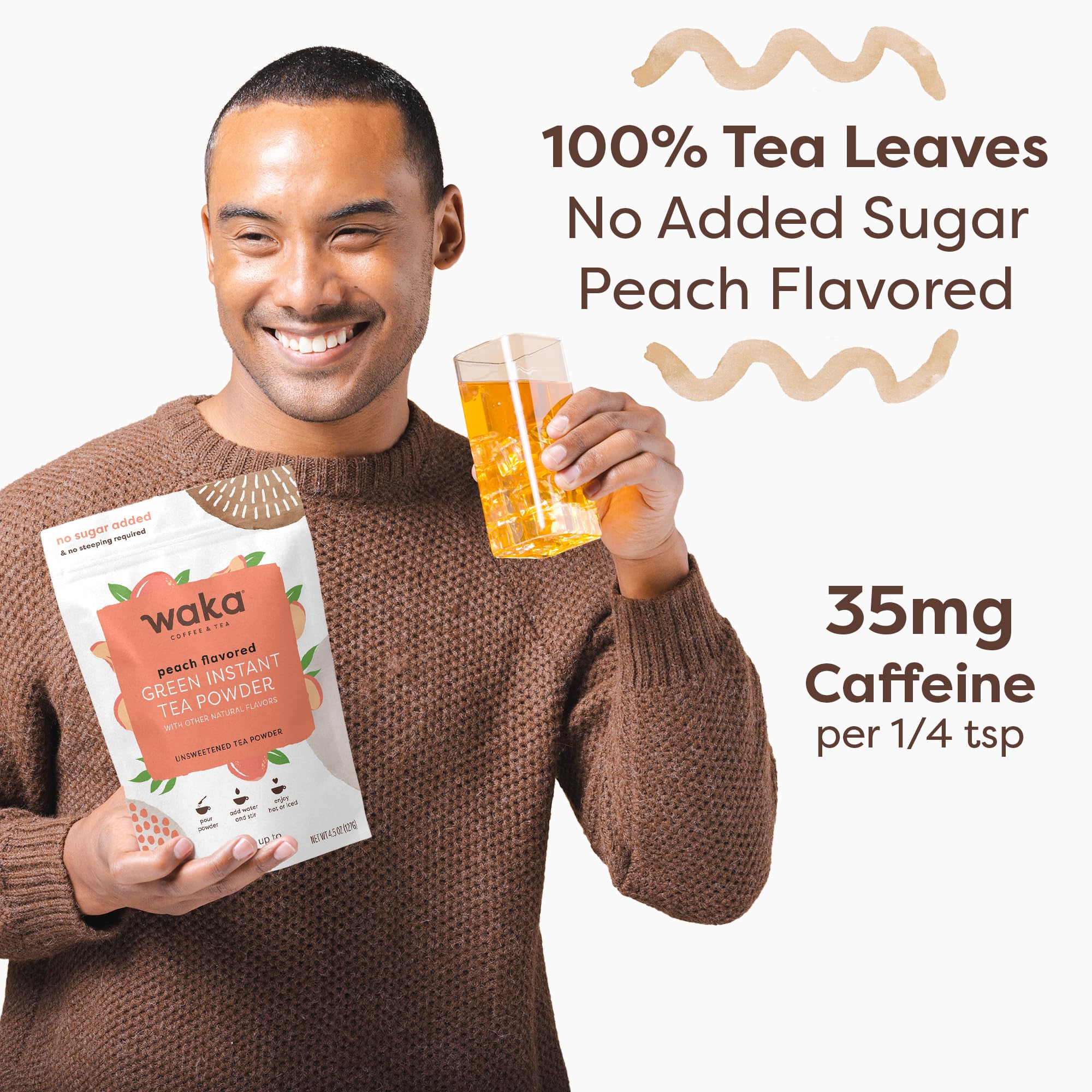 Eco-friendly recycled packaging for Waka peach green tea