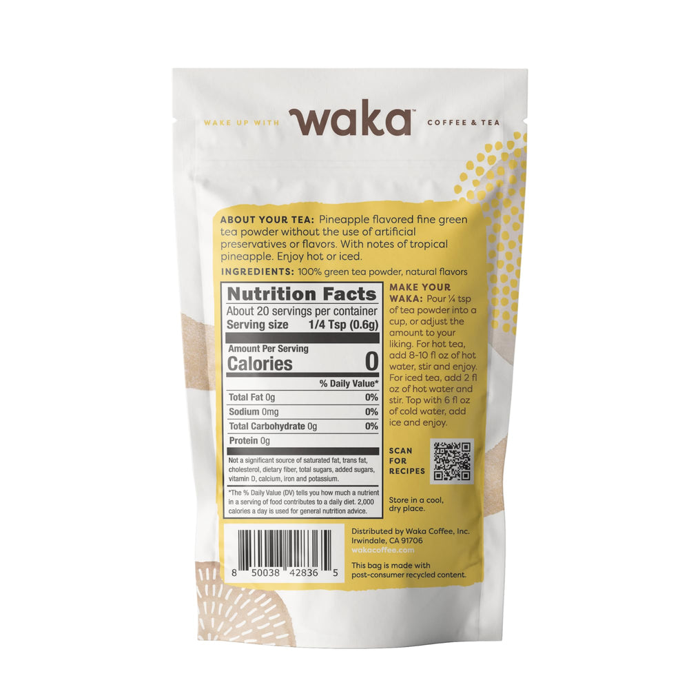 Waka Instant Green Tea Pineapple powder dissolves quickly in water for instant drinks