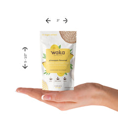 Waka Pineapple Green Tea iced glass highlighting vibrant flavor without sugar