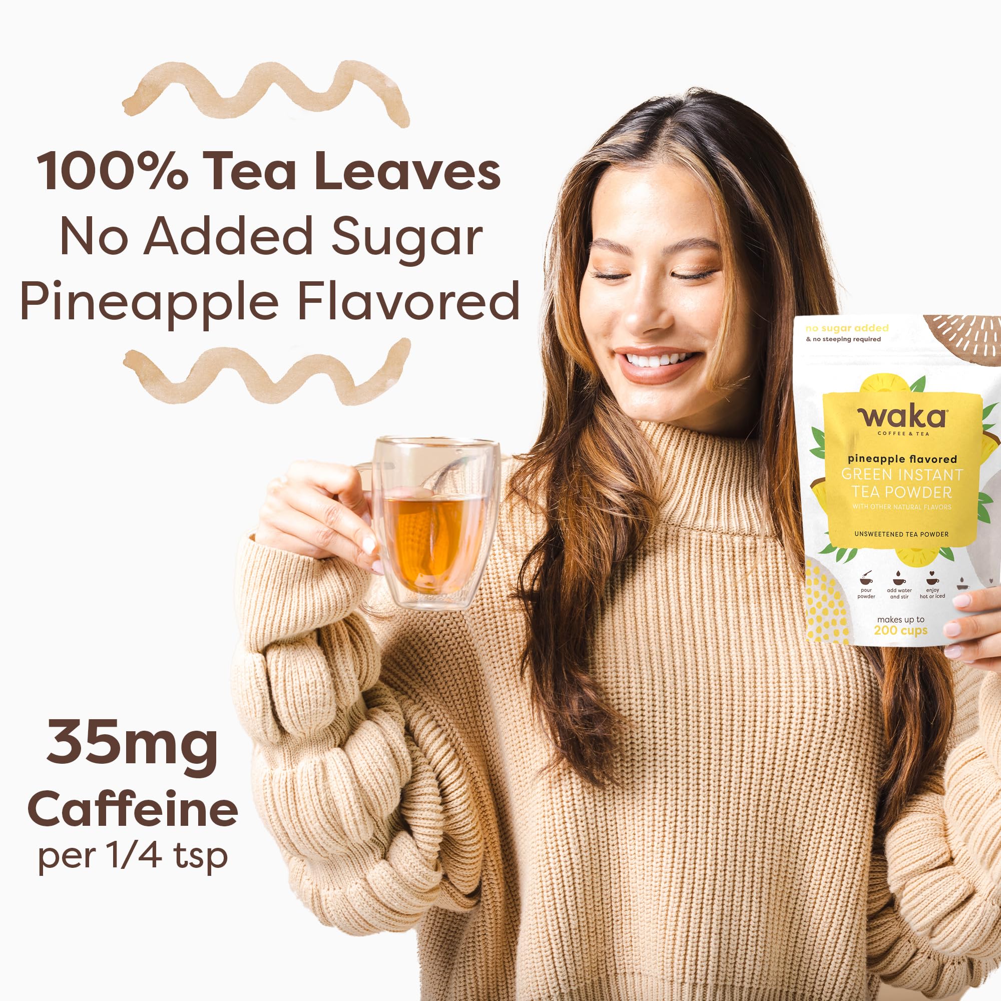 Waka packaging design emphasizing sustainable, recycled-content pouch.