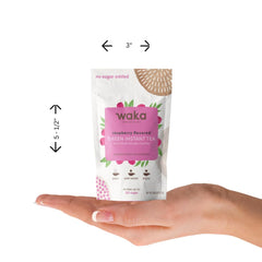 Waka Instant Green Tea Raspberry provides a gentle caffeine boost per serving.