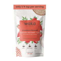 Waka Instant Green Tea Strawberry powder dissolves quickly for hot or iced tea