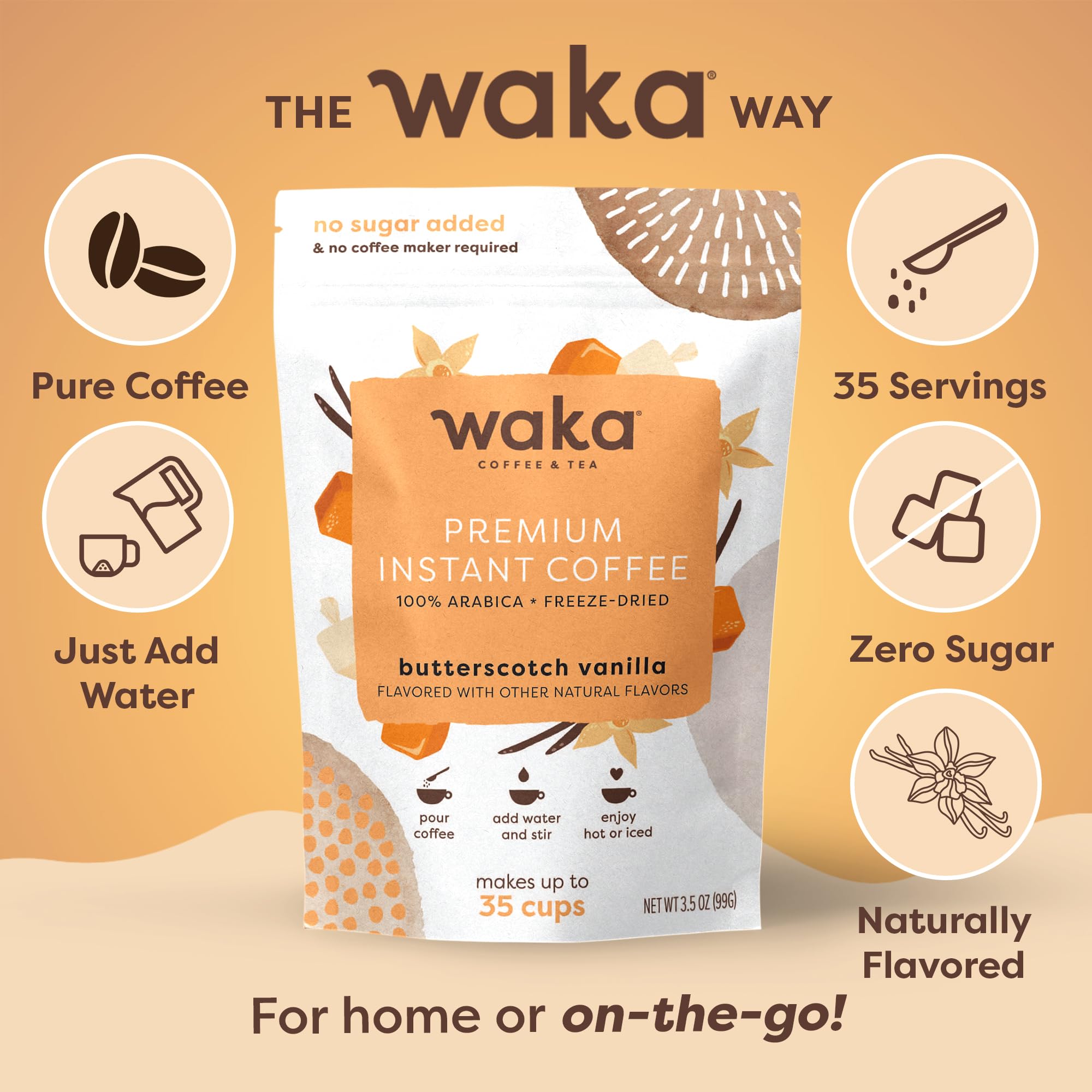 Waka coffee on an office desk, ideal for on-the-go sipping.