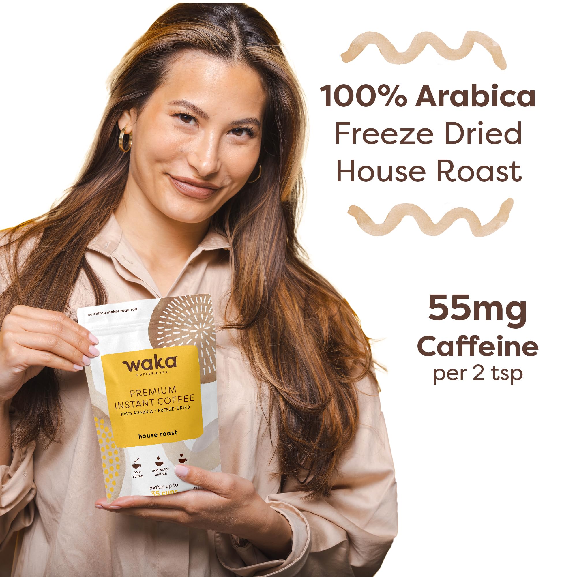 Waka packaging made with post-consumer recycled content and sustainable paper.