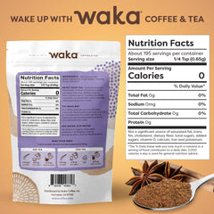 Waka Traditional Chai Tea Powder Mix spice blend closeup highlights authentic Indian spices.