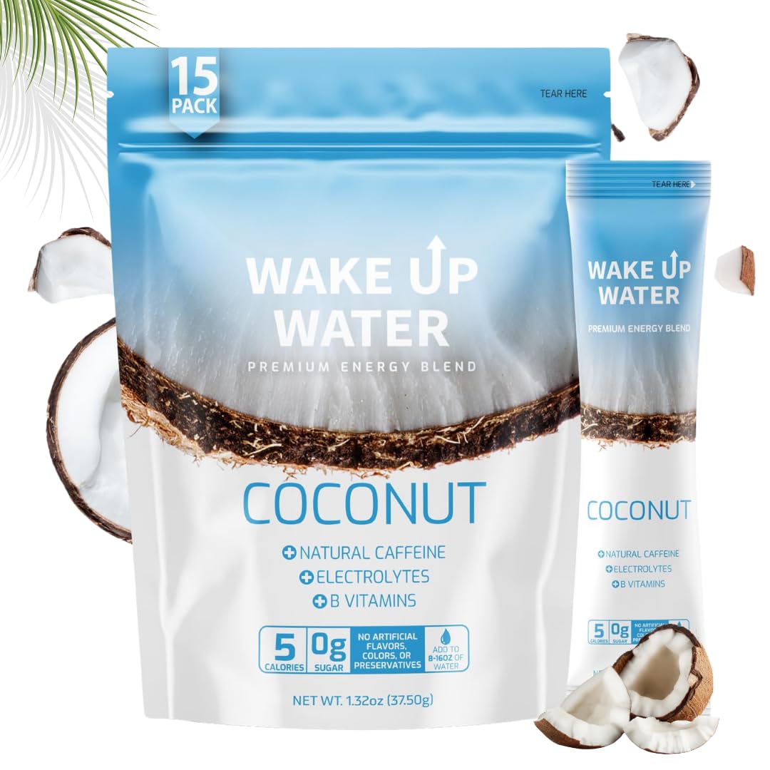 Wake Up Water coconut packets offer a sugar-free energy boost with electrolytes.