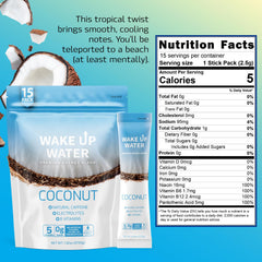 Wake Up Water glass with coconut refreshes hydration and adds tropical aroma.