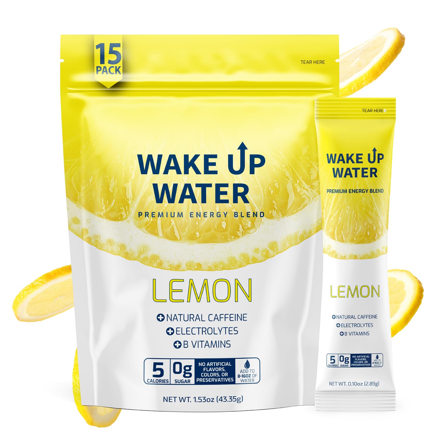 Wake Up Water variety pack display showcasing multiple flavors.
