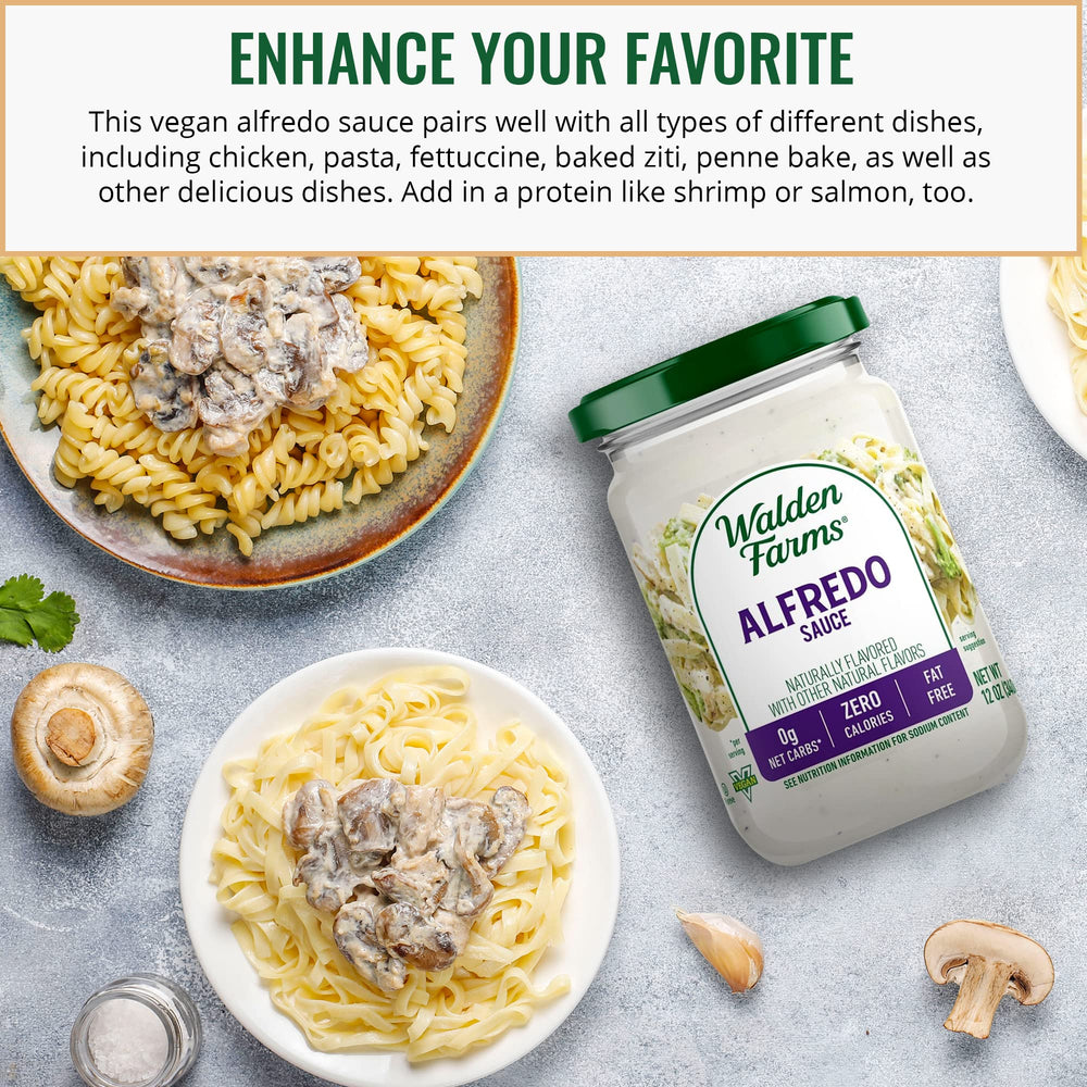 Walden Farms Alfredo sauce drizzled on grilled chicken for flavor without extra calories.