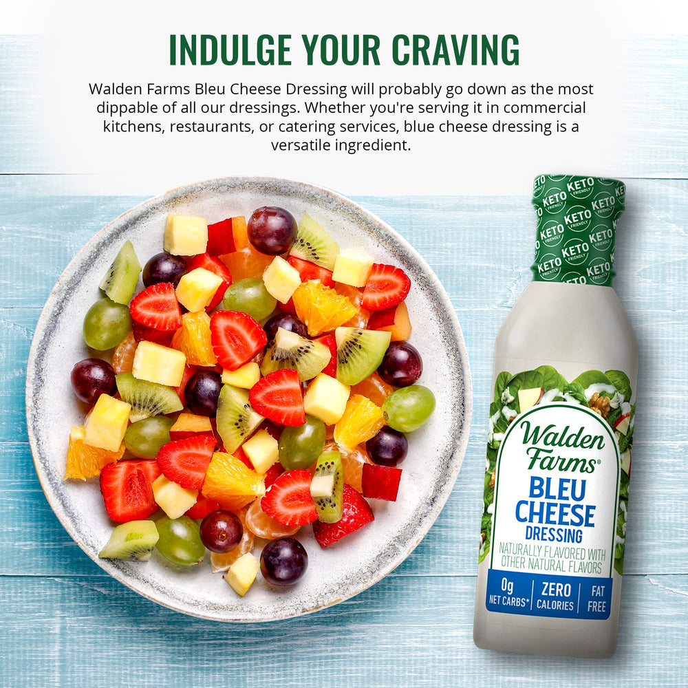Walden Farms Bleu Cheese Dressing on a fresh salad