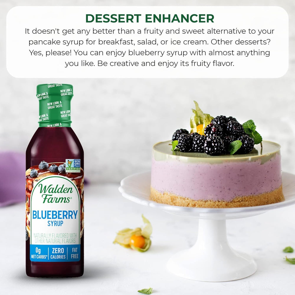 Walden Farms Blueberry Syrup drizzle over waffles for flavor.