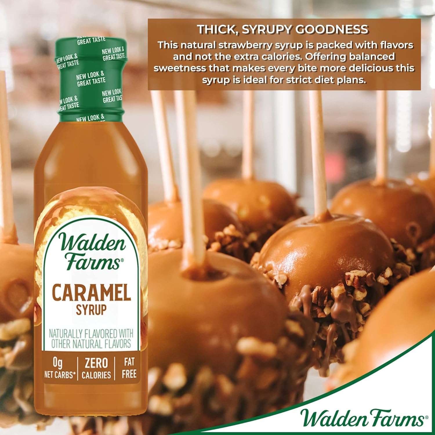 Walden Farms Caramel Syrup atop pancakes to sweeten breakfast.