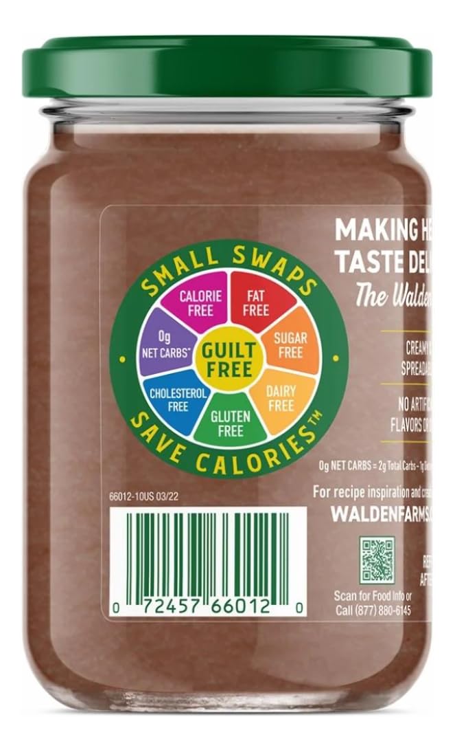 Walden Farms Chocolate Peanut Spread used as a dip for strawberries, a low-carb indulgence.