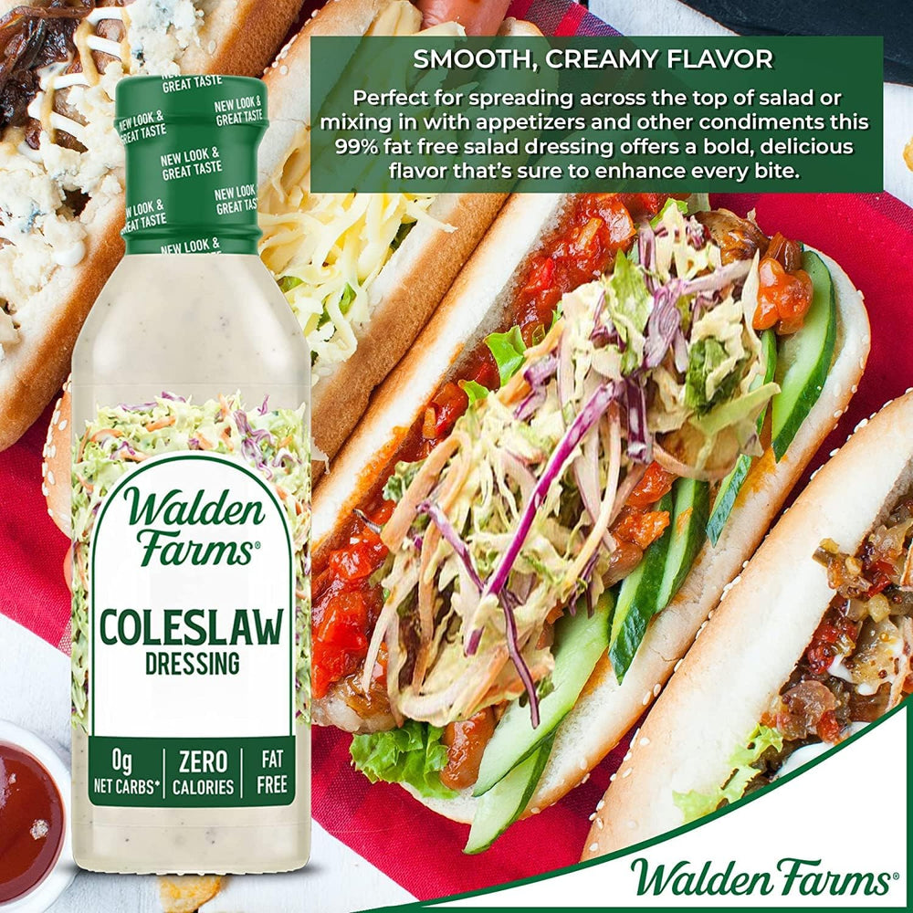 Walden Farms Coleslaw Dressing glass portion shown as creamy drizzle