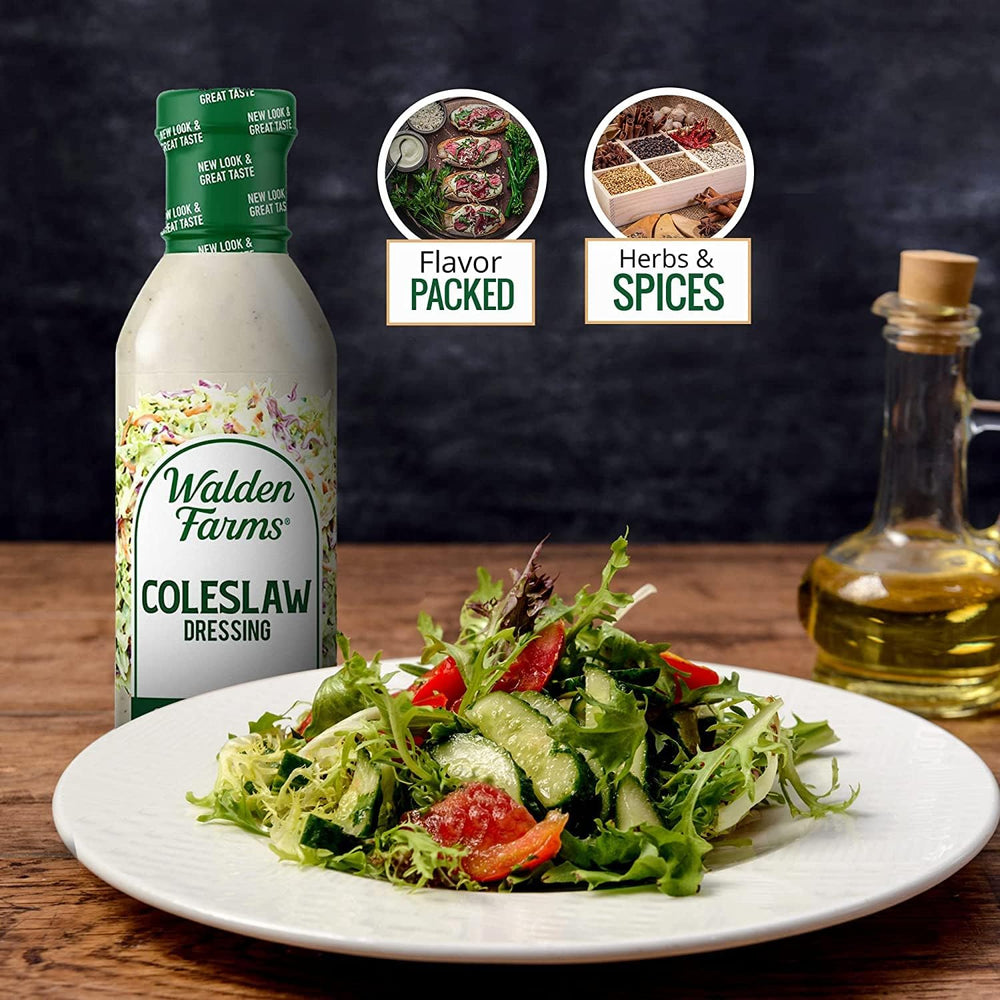 Walden Farms Coleslaw Dressing pour action ideal for salads and coleslaw