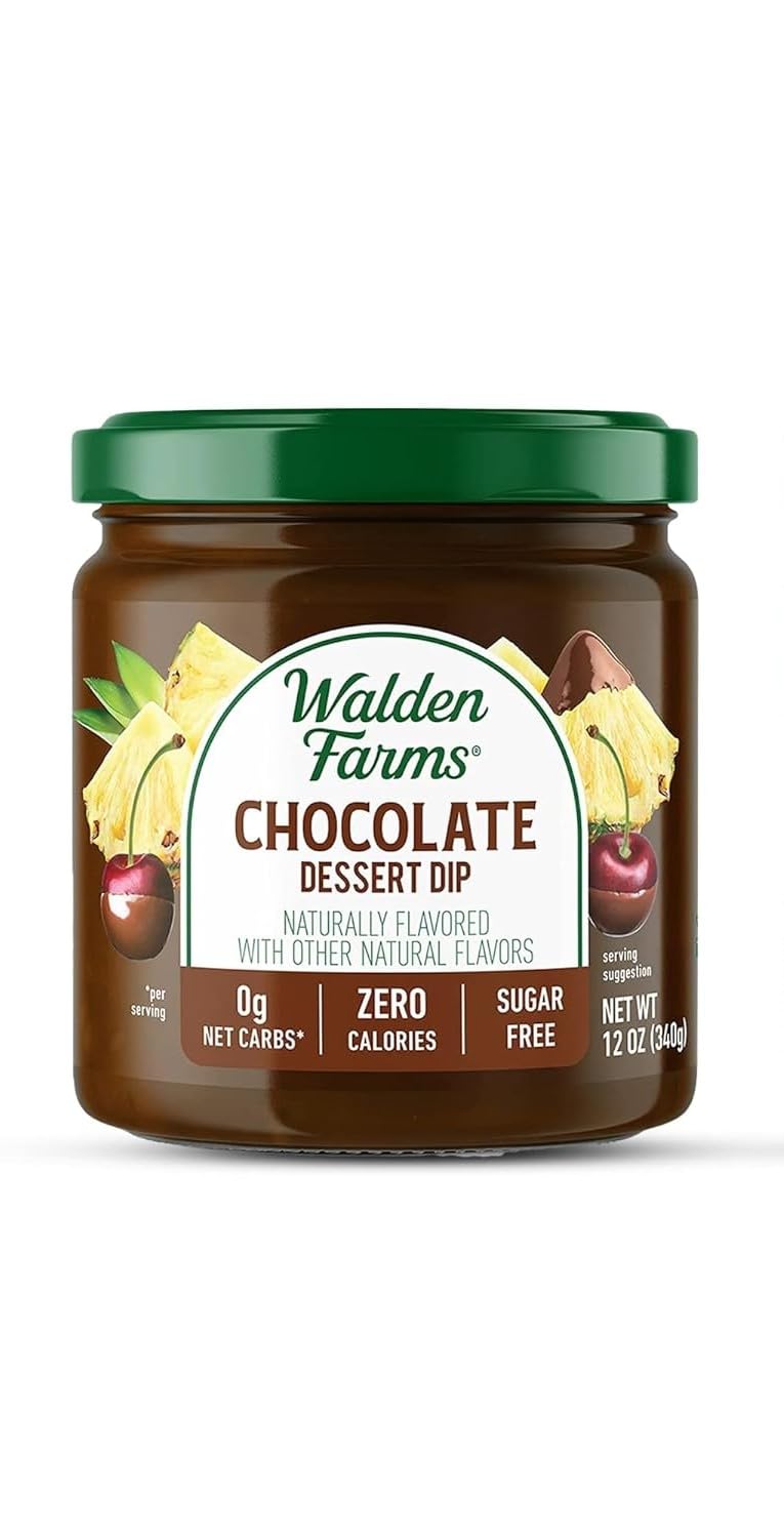 Walden Farms Dip Calorie Free Chocolate jar — zero-sugar indulgence for desserts.