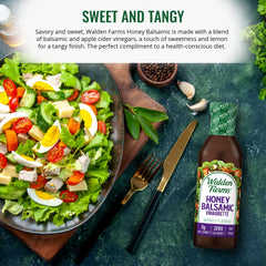 Walden Farms Honey Balsamic Vinaigrette drizzle over greens for a tangy, guilt-free salad.