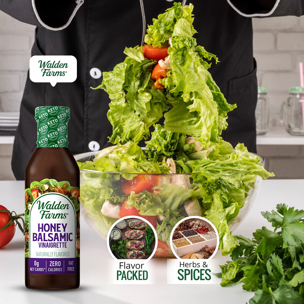Walden Farms vegan-ready dressing complements plant-based meals.