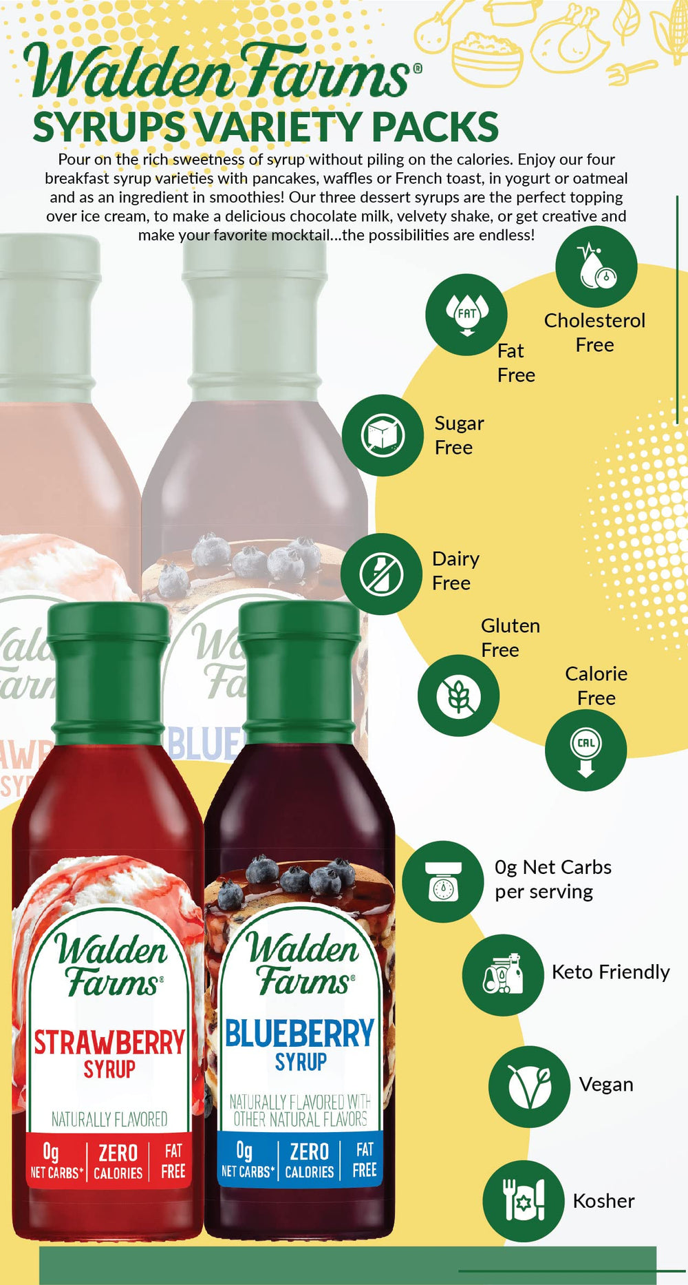 Walden Farms Pack of 2 bottles delivers convenient zero-calorie flavor options.