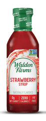 Walden Farms Strawberry Syrup bottle closeup with zero calories for dessert toppings