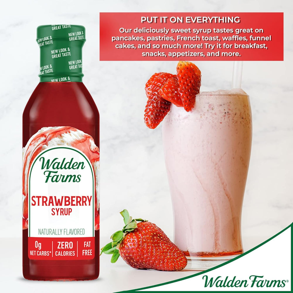 Walden Farms Strawberry Syrup as dessert topping over a parfait.