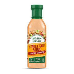 Walden Farms Creamy Chipotle Street Taco Sauce bottle delivering zero calories and bold smoky flavor.