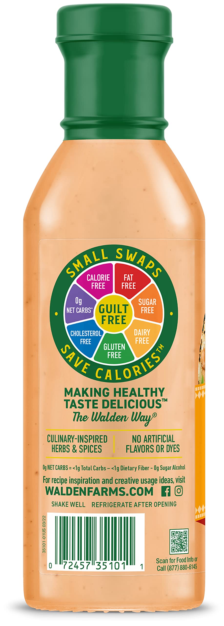 Walden Farms sauce being poured over tacos for a smoky, dairy-free kick.