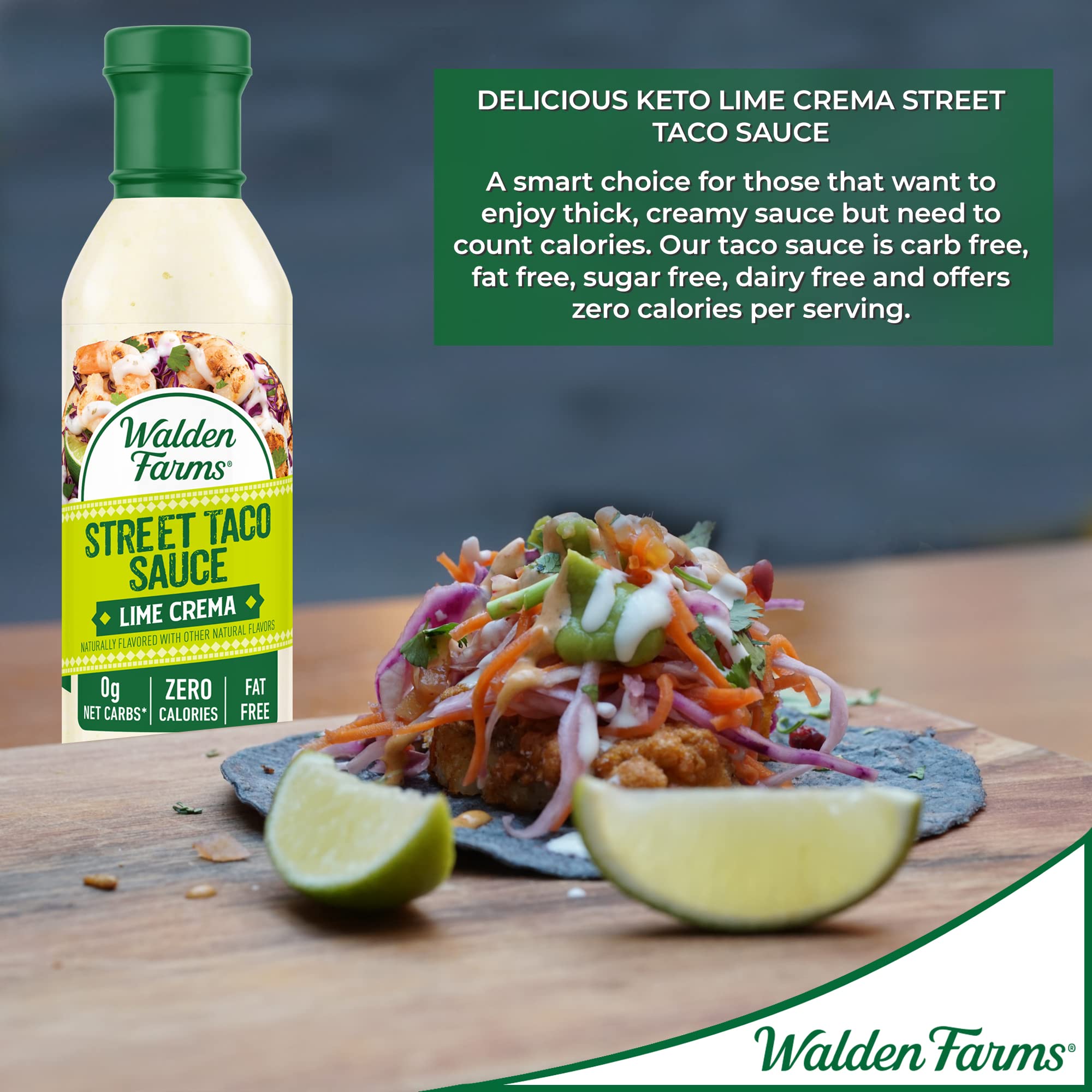 Close-up of ingredients for Walden Farms Lime Crema